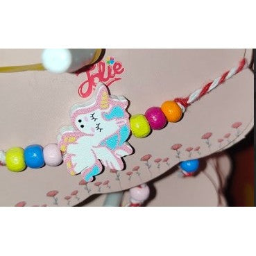 Martisor Bratara Multicolora pentru Copii Random, Snur Alb Rosu, Pandantive din Lemn, Colorate, Modele pentru Copii cu Specific Martisor - vivimall.ro