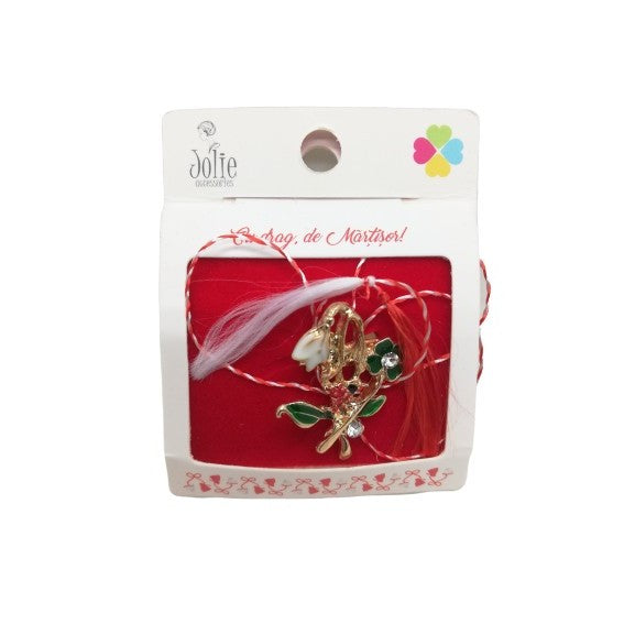 Martisor Brosa Ghiocel cu Buburuza si Trifoi Model B-2 5.5cm x 7cm - vivimall.ro