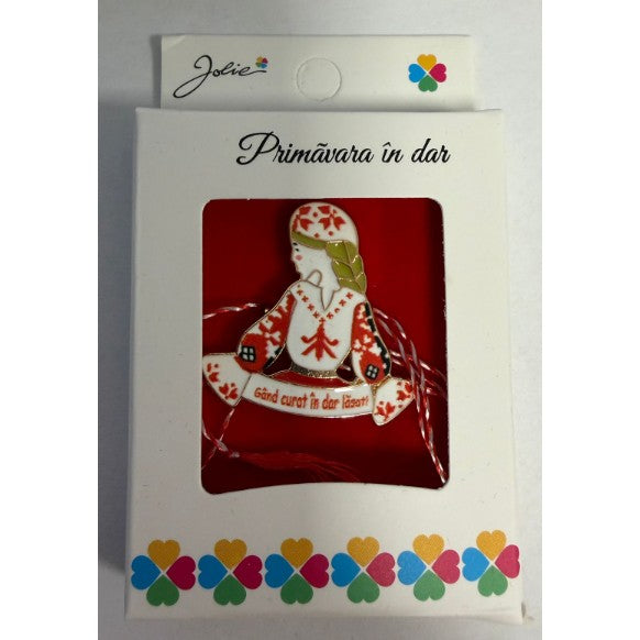 Mărțișor broșă mică din metal, Model 19, dimensiune 2,5-3 cm, ambalat în cutie elegantă cadou