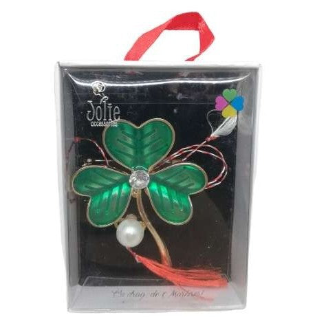 Martisor Brosa Multicolora V4 Trifoi- Perla 6cm x 8cm - vivimall.ro