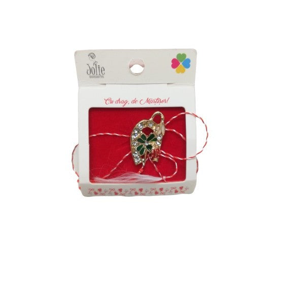 Martisor Brosa Potcoava cu Ghiocel, Trifoi si Buburuza Model B-1 5.5cm x 7cm - vivimall.ro