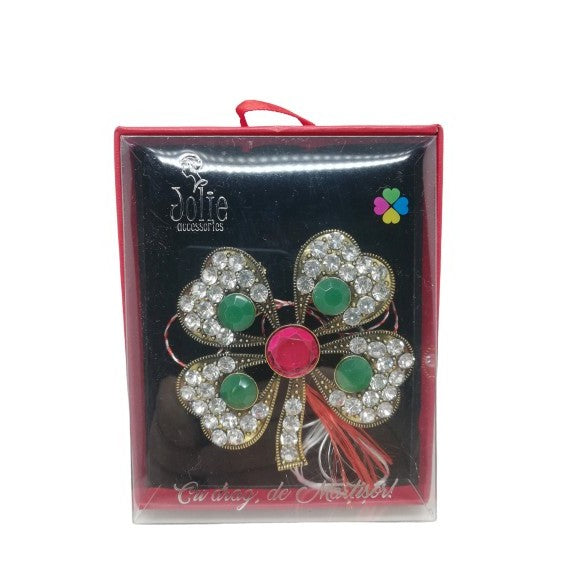Martisor Brosa VINTAGE V6 Trifoi cu pietre 8cm x 10cm - vivimall.ro