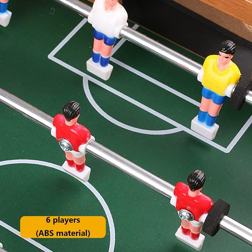 Masa de fotbal cu teren si 12 jucatori Vivimall, cu tablou pentru scor, din metal, lemn si ABS, 34.5 x 23 x 7 cm, pentru copii - vivimall.ro