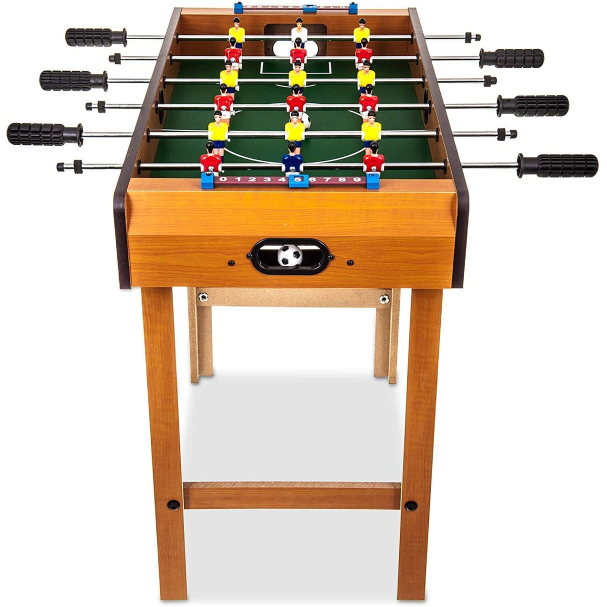 Masa de Fotbal cu Teren si 18 Jucatori Flippy, 6 Manere, cu Tablou pentru Scor, din Metal, Lemn si ABS, 69 x 36.5 x 61 cm, cu Picioare, pentru copii/adulti - vivimall.ro