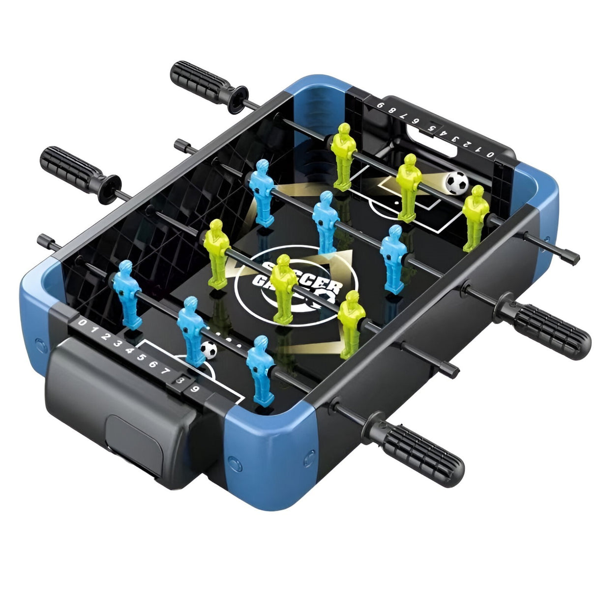 Masa de Joc 5in1 Vivimall, cu Teren Schimbabil de Fotbal, Basket, Bowling, Curling si Hockey, cu Tablou Scor, din ABS, 36.5x22.5x6.6 cm, Design Multicolor, pentru Copii/ Adulti - vivimall.ro