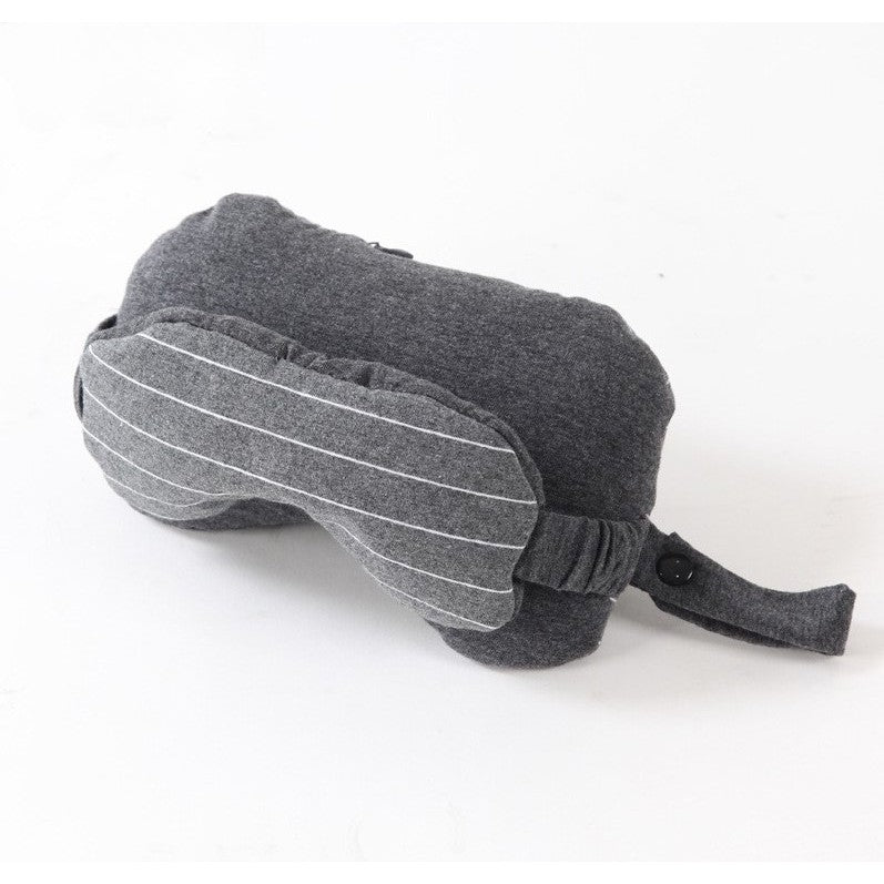 Masca de dormit, Vivimall, 2 in 1, cu Tetiera, din Particule de Spuma si Bumbac, Gri Inchis - vivimall.ro