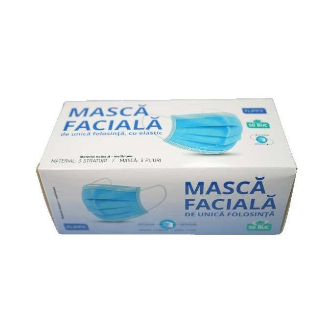 Masca faciala Flippy, 3 straturi si 3 pliuri - 50 bucati - vivimall.ro