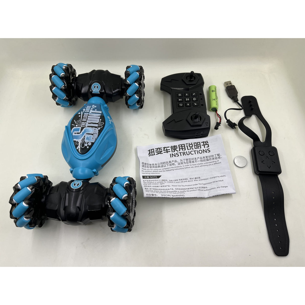 Masinuta pentru copii controlabila prin gesturi si telecomanda, Vivimall, cu efecte de lumini si muzica, Albastru - vivimall.ro