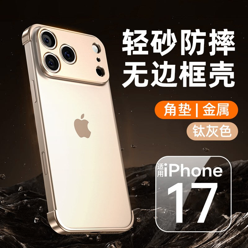 Carcasa de Metal pentru iPhone 17 Pro, Vivimall, Fara margini, Gri titanium - vivimall.ro