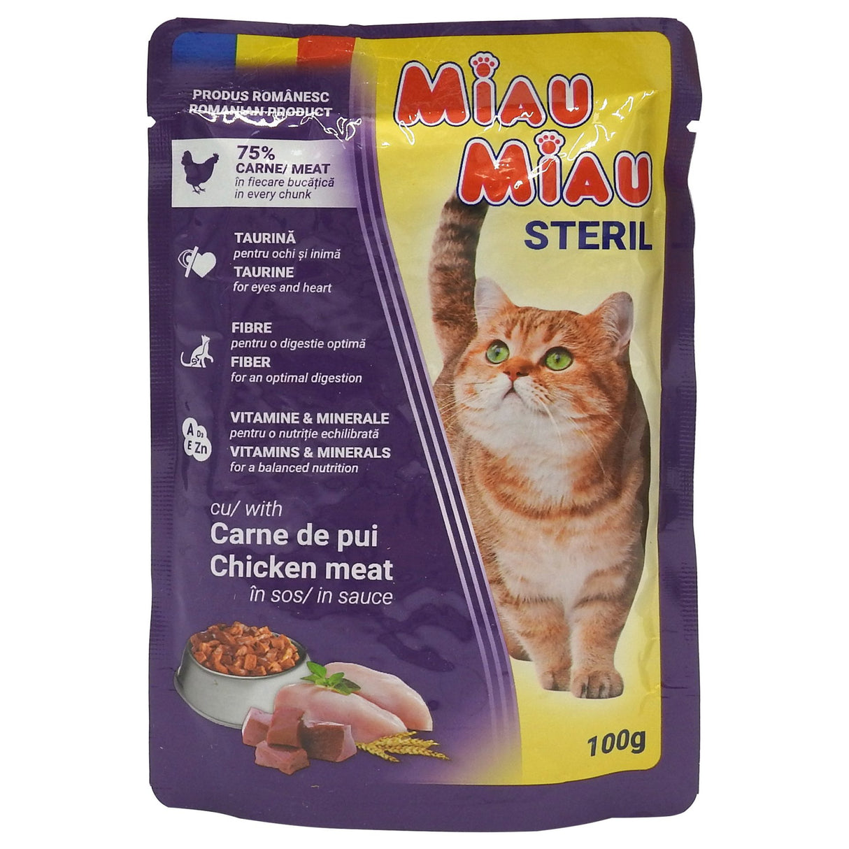 Hrana Umeda pentru Pisici in Sos, Miau Miau, Sterilised, 100 g - vivimall.ro