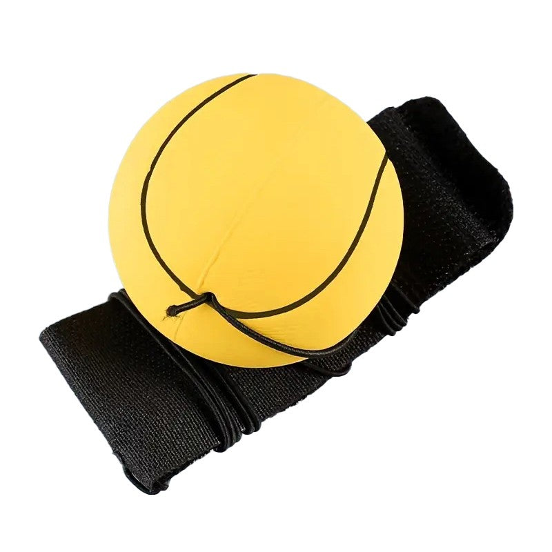 Minge Saltareata Hiperelastica, Vivimall, Model Minge de Tenis cu Fixare de Mana, Space Moon Ball foarte Elastica, Antistress pentru Copii, Diametru 66 mm, Galben - vivimall.ro