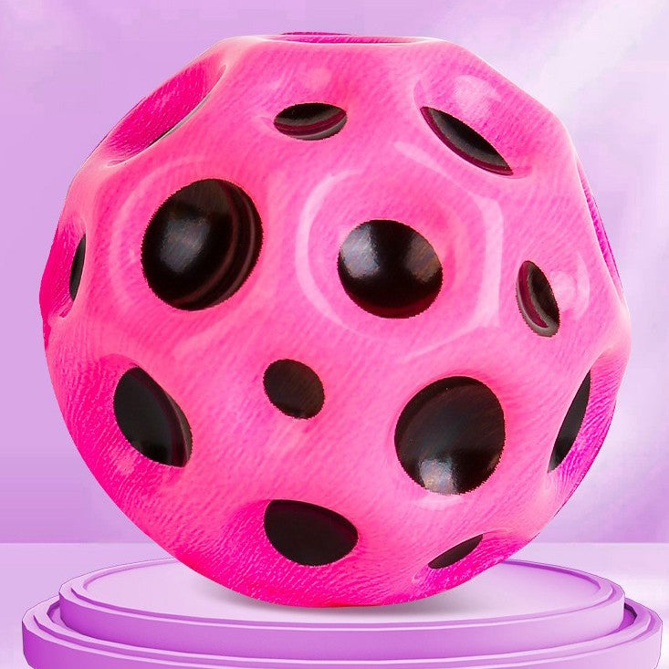 Minge Saltareata Hiperelastica, Vivimall, Space Moon Ball foarte Elastica, Antistress pentru Copii, Diametru 66 mm, Roz - vivimall.ro