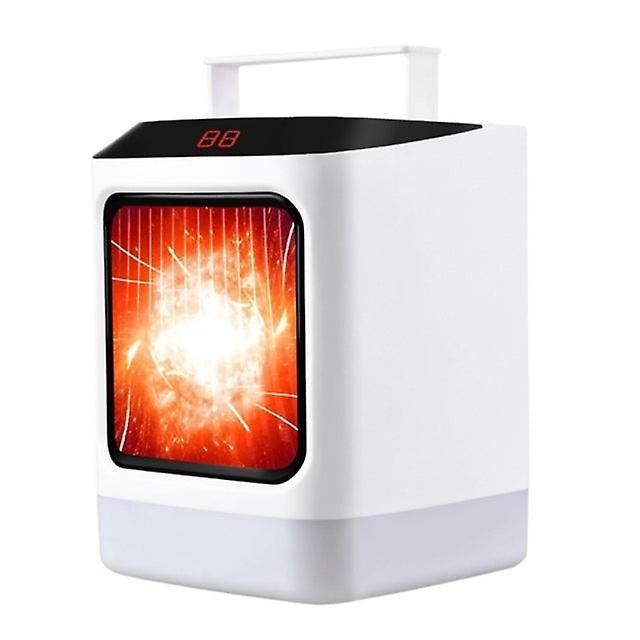 Mini incalzitor portabil Vivimall cu telecomanda, afisaj digital, sincronizare inteligenta, lumina de noapte colorata - vivimall.ro