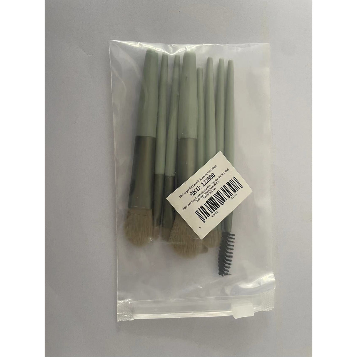 Mini set portabil 8 pensule de machiaj verzi, Vivimall - vivimall.ro