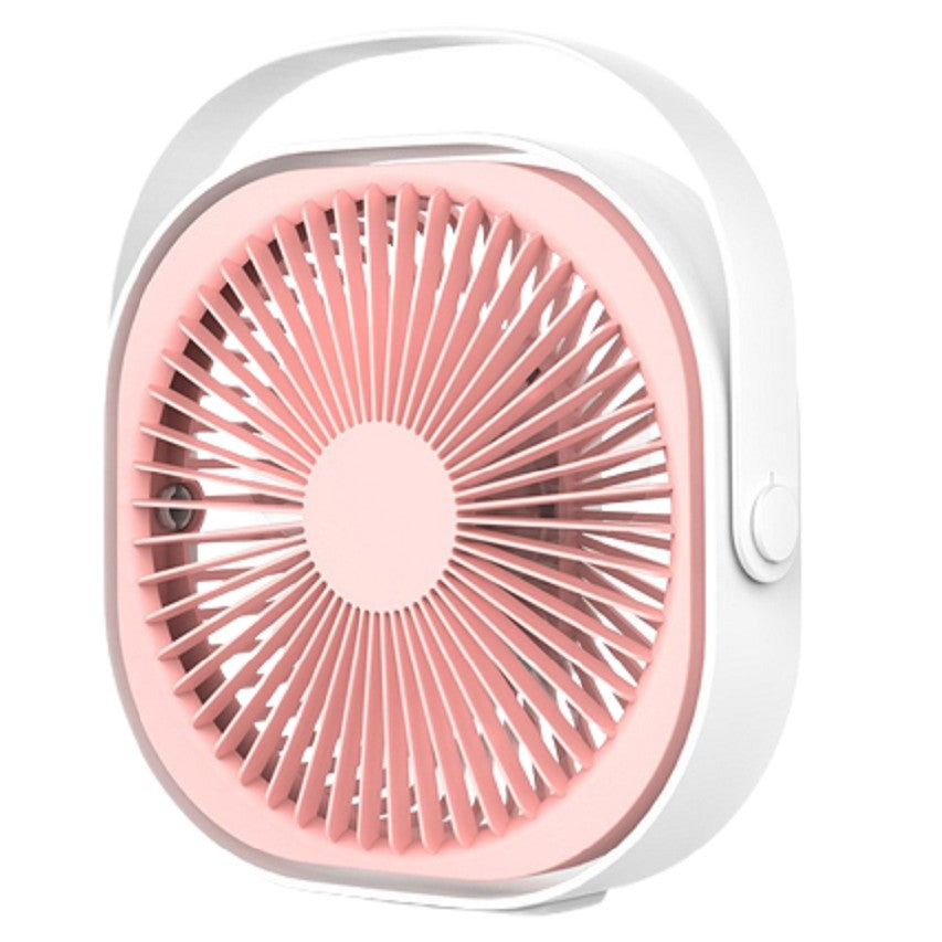 Mini ventilator pentru birou cu usb, Vivimall, rotire 360 grade, 3 viteze, 1500 mA, 13.5 x 12,8, Roz - vivimall.ro