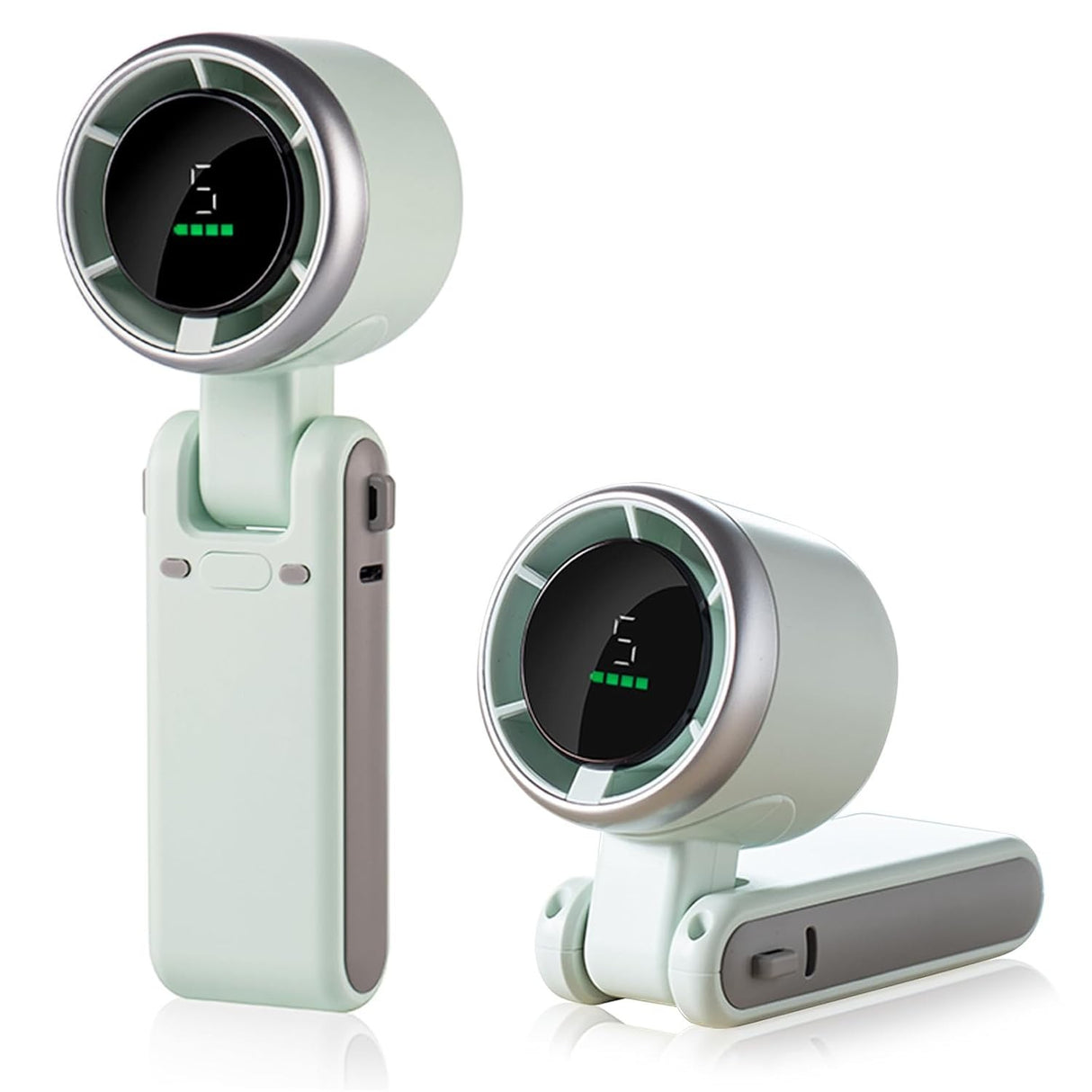 Mini Ventilator Portabil, Vivimall, 5 Trepte de Viteza, Afisaj Digital, Incarcare USB, 5V, 2A, 5.95 x 5.2 x 17.2 cm, Verde - vivimall.ro