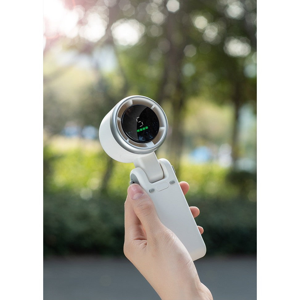 Mini Ventilator Portabil, Vivimall, 5 Trepte de Viteza, Afisaj Digital, Incarcare USB, 5V, 2A, 5.95 x 5.2 x 17.2 cm, Verde - vivimall.ro