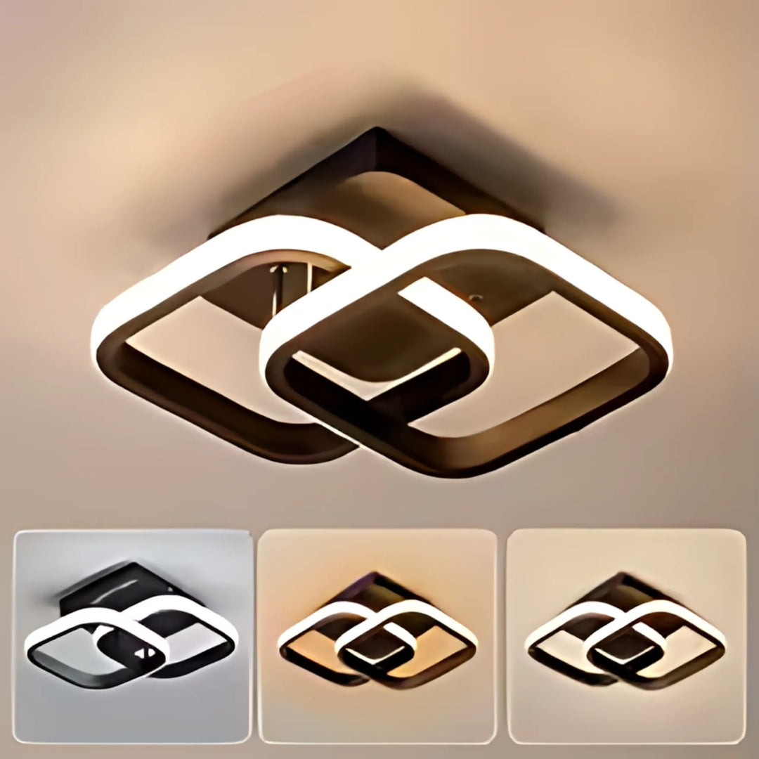 Lustra Led Vertex Matrix Romburi Suprapuse, 2 Romburi, Lumina Rece/Calda/Neutra - vivimall.ro