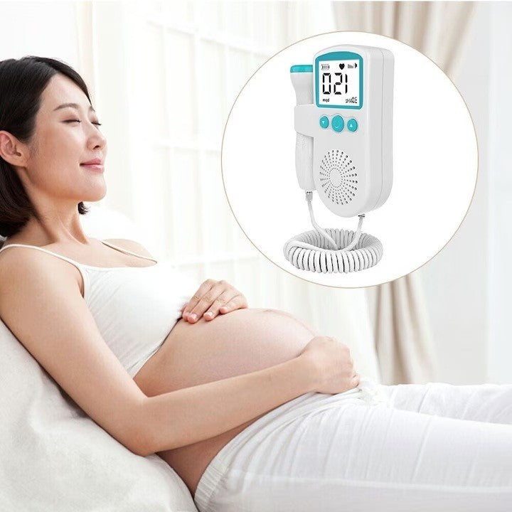 Monitor Fetal Doppler, Vivimall, Monitorizare Sarcina, Ritm Cardiac, Ecran LCD 4.5 cm, 2 x Baterii AA (neincluse), Portabil, din ABS, 12.8 x 9.6 x 3 cm, Utilizare de la 9 Saptamani, Verde - vivimall.ro