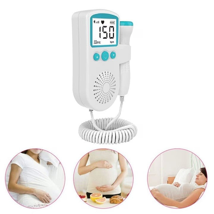 Monitor Fetal Doppler, Vivimall, Monitorizare Sarcina, Ritm Cardiac, Ecran LCD 4.5 cm, 2 x Baterii AA (neincluse), Portabil, din ABS, 12.8 x 9.6 x 3 cm, Utilizare de la 9 Saptamani, Verde - vivimall.ro