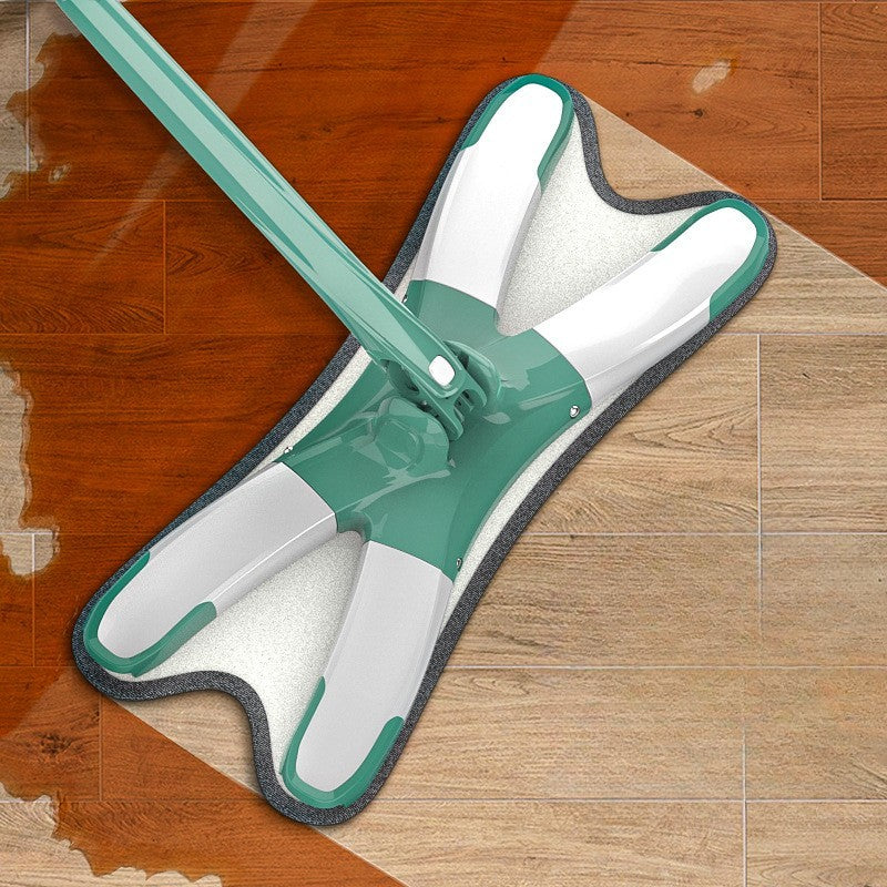 Mop Plat cu Laveta din Microfibra, Vivimall, Pentru Uz Casnic, Sistem de Stoarcere X, Tija Telescopica 140 cm, Rotire 360°,38 x 140 cm, Verde - vivimall.ro