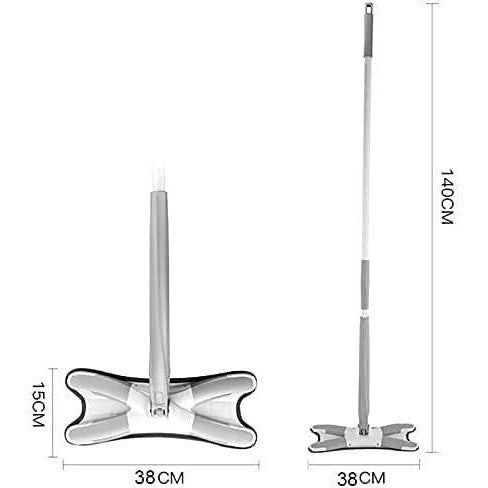 Mop Plat cu Laveta din Microfibra, Vivimall, Pentru Uz Casnic, Sistem de Stoarcere X, Tija Telescopica 140 cm, Rotire 360°,38 x 140 cm, Verde - vivimall.ro