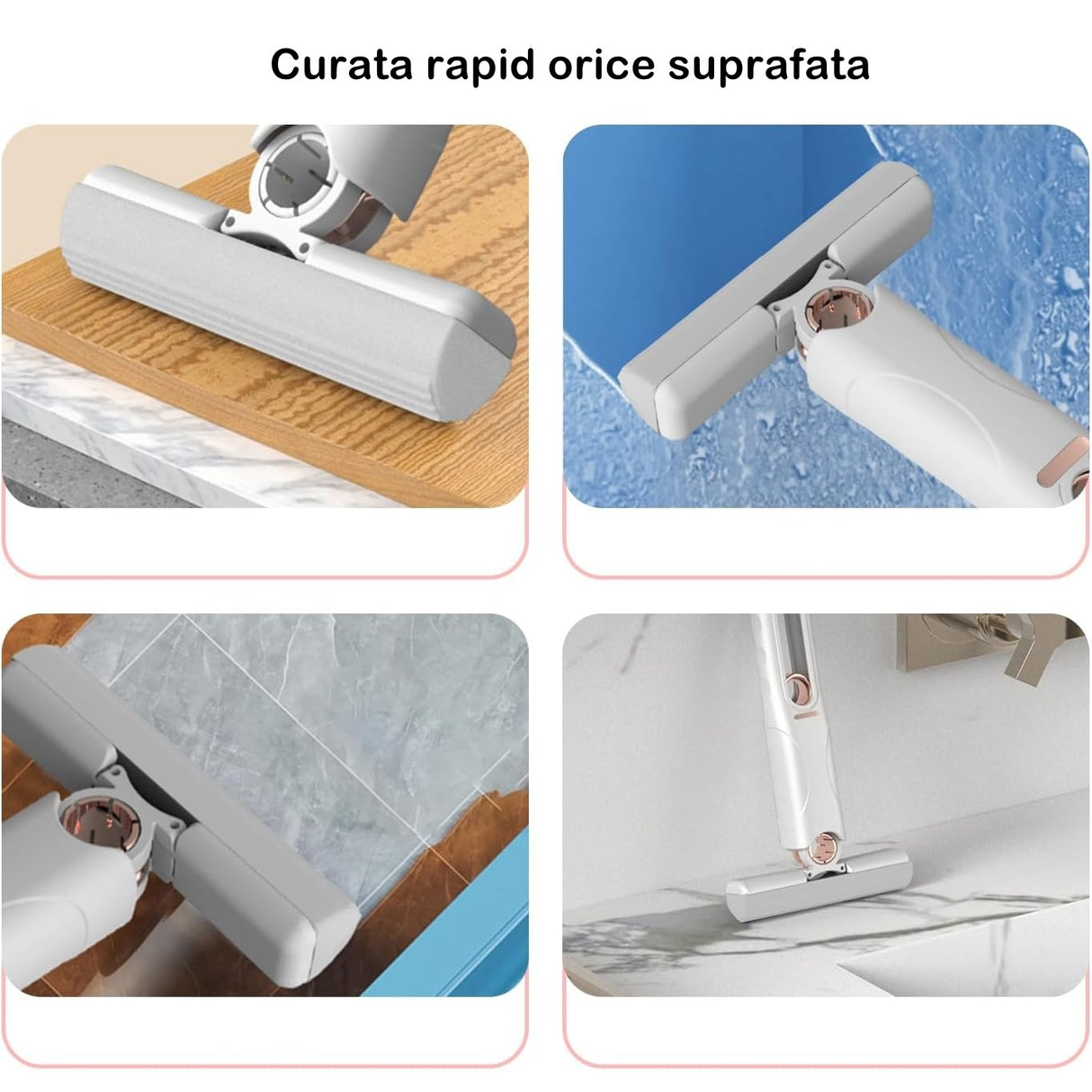 Mop mini-portabil stoarcere manual alb | CleanEase - vivimall.ro