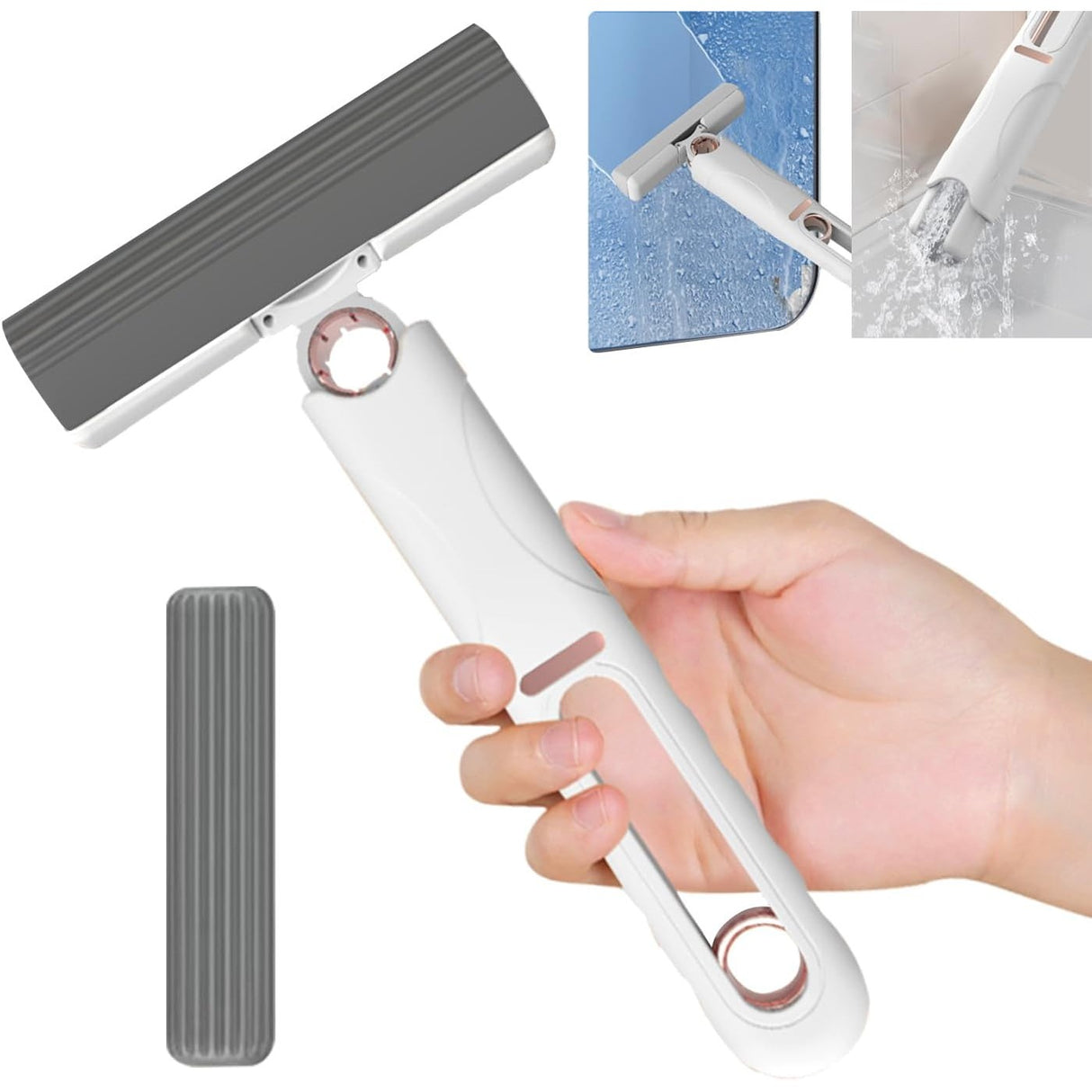 Mop mini-portabil stoarcere manual alb | CleanEase - vivimall.ro