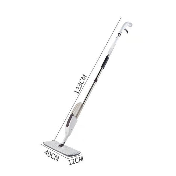 Mop plat, Vivimall, cu pulverizator, pentru uz casnic, plastic, rezerva de mop din microfibra, 125x40 cm, Alb/Mov - vivimall.ro