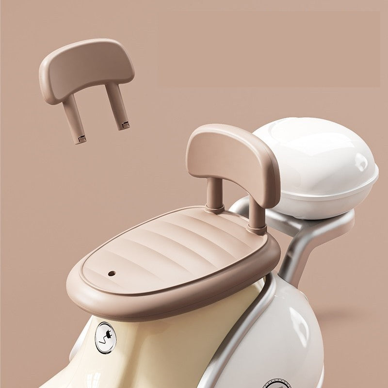 Motocicletă Electrică cu 3 Roti, Vivimall, Acumulator Încarcare, Anti-Rasturnare, Lumini, Sunete, Baterie 6V 7Ah, Telecomanda, 95x67x36cm, Bej - vivimall.ro