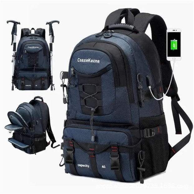 Rucsac Multifunctional de Alpinism, Vivimall, Capacitate 36-55 L, de Calatorie, Impermeabil, Slot USB Incarcare Telefon, Bretele Reglabile, 52 x 34 x 19 cm, Albastru - vivimall.ro