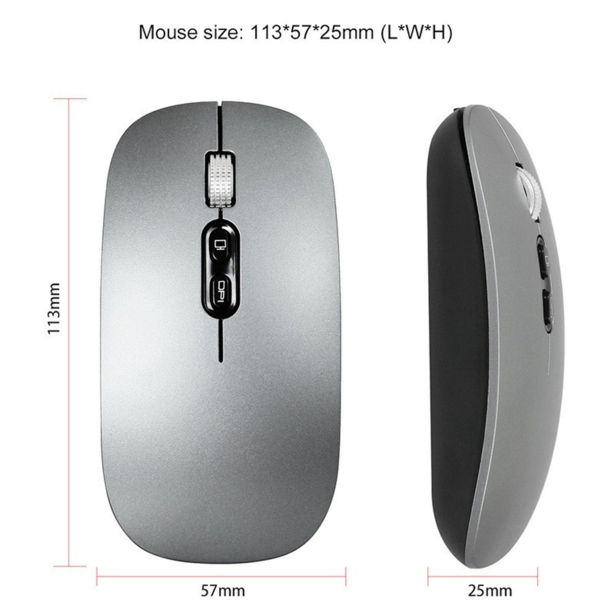 Mouse wireless Flippy M103 în utilizare pe laptop, conectare Bluetooth 5.1, unghi de sus