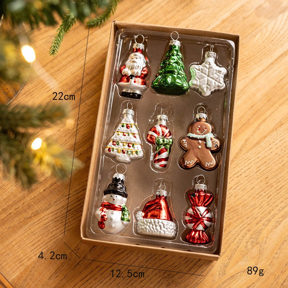 Set 9 Decoratiuni de Craciun, Flippy, pentru Brad, 5 cm, din Sticla, 22 x 12.5 x 4.2 cm, Multicolor - vivimall.ro