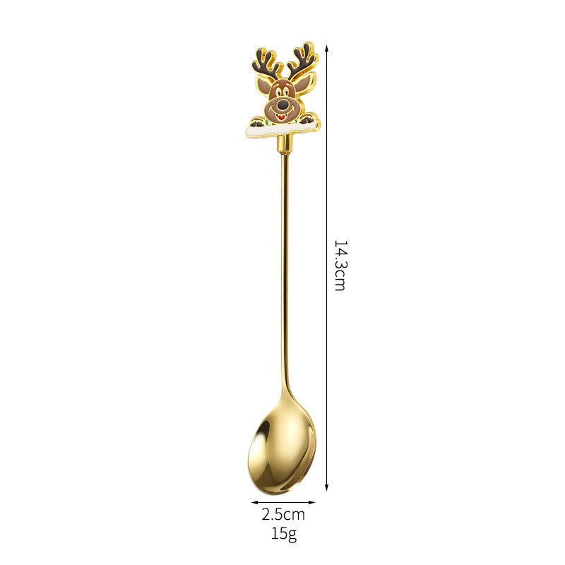 Set 4 Lingurite, Flippy, Tema Craciun, Model Carry The Merry, 4 Modele, din Otel Inoxidabil, 19.5 x 16 x 2 cm, Multicolor - vivimall.ro