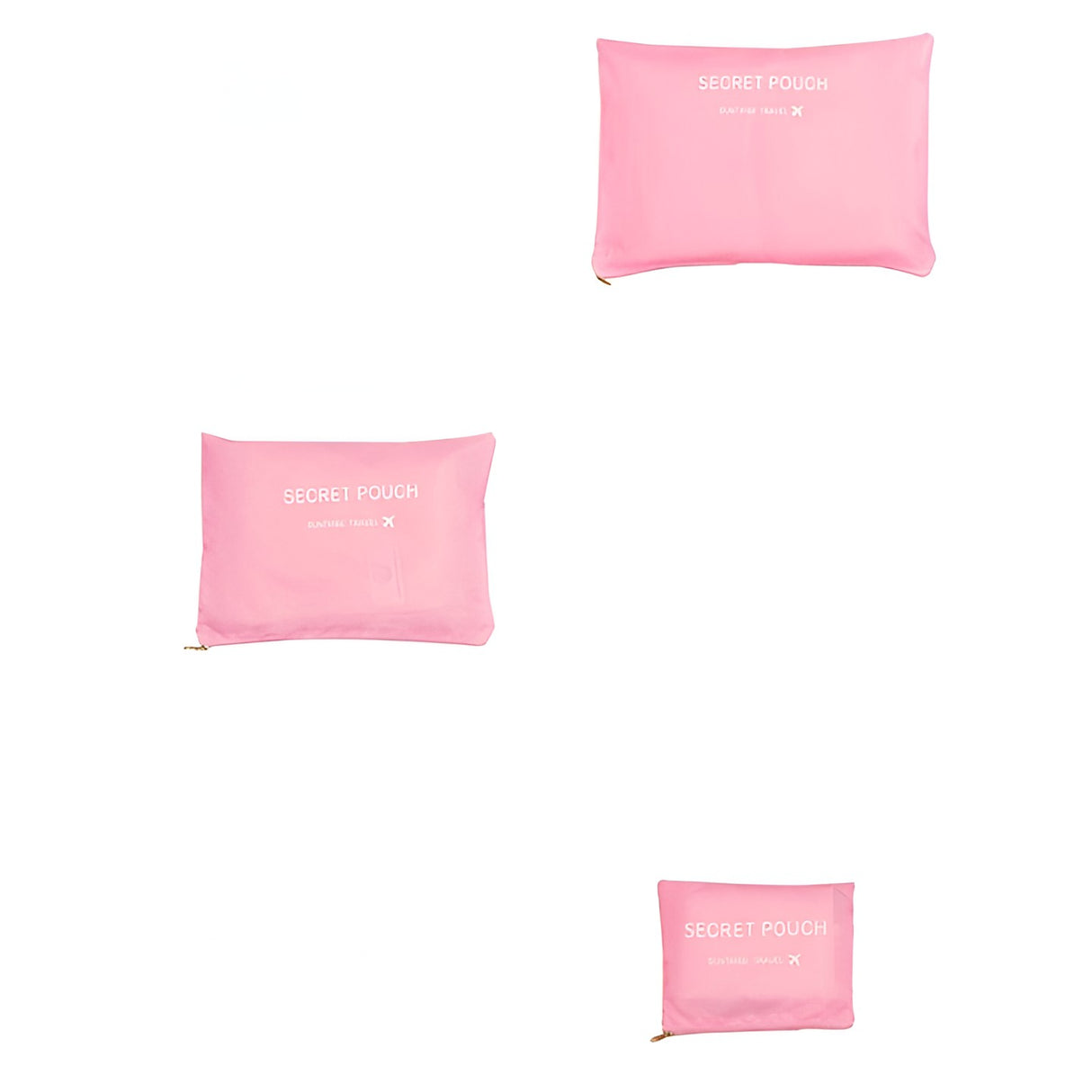 Set 6 Genți de Calatorie, Vivimall, pentru Depozitare, Impermeabile, Organizator, Multifuncționale, Design cu Plasa, Pliabile, Fermoar, Dimensiuni Diferite, Roz - vivimall.ro