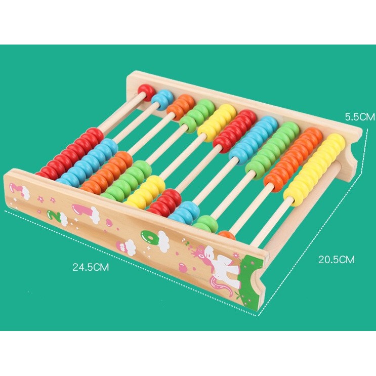Numaratoare Vivimall, din Lemn, Vopsea Ecologica, 10 Siruri x 10 Margele, 4-6 Ani, 24.5 x 20.5 cm, Multicolor - vivimall.ro