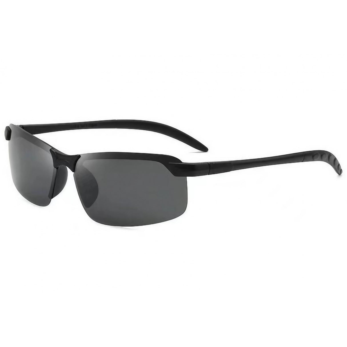 Ochelari de soare polarizați sport, ramă neagră PC, lentile UV400 Cat.3, vedere frontală