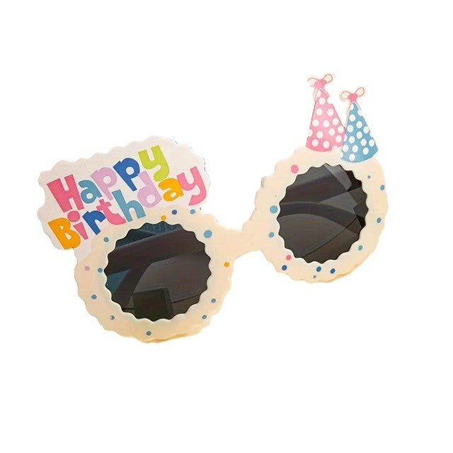 Ochelari Decorativi, Vivimall, pentru Petrecere, din ABS, Unisex, Model Happy Birthday, 13.5 x 8.5 cm, Bej - vivimall.ro