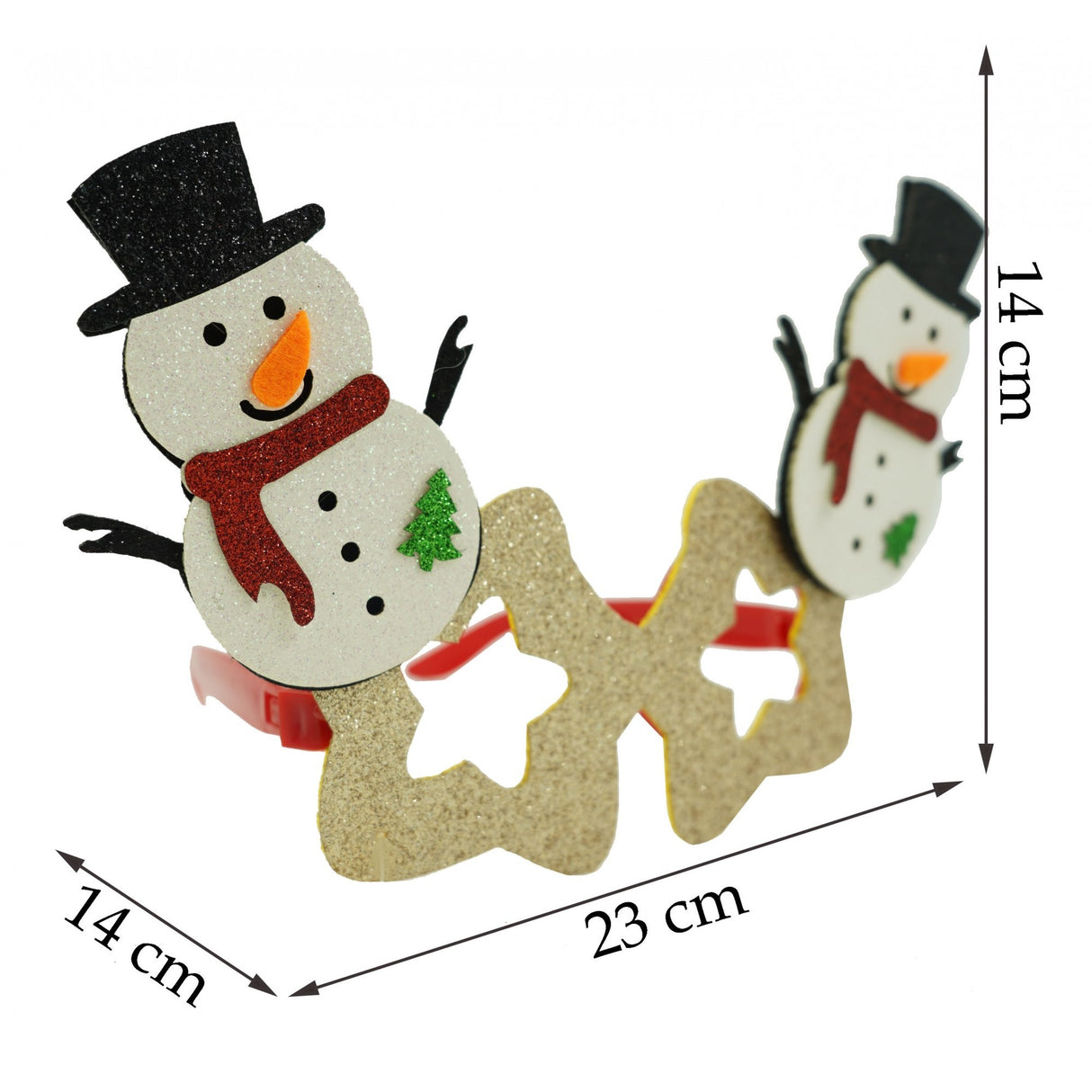 Ochelari petrecere de Craciun, forma de Stea cu Om de Zapada, Bej, din Plastic si Poliester, Vivimall - vivimall.ro