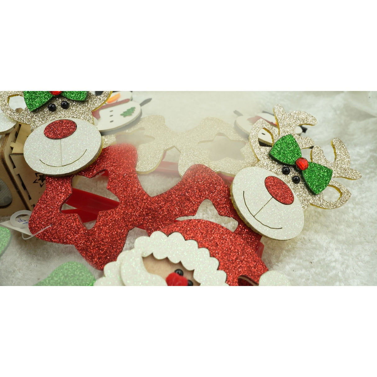 Ochelari petrecere de Craciun, forma Stea cu Ren , Rosu, din Plastic si Poliester, Vivimall - vivimall.ro