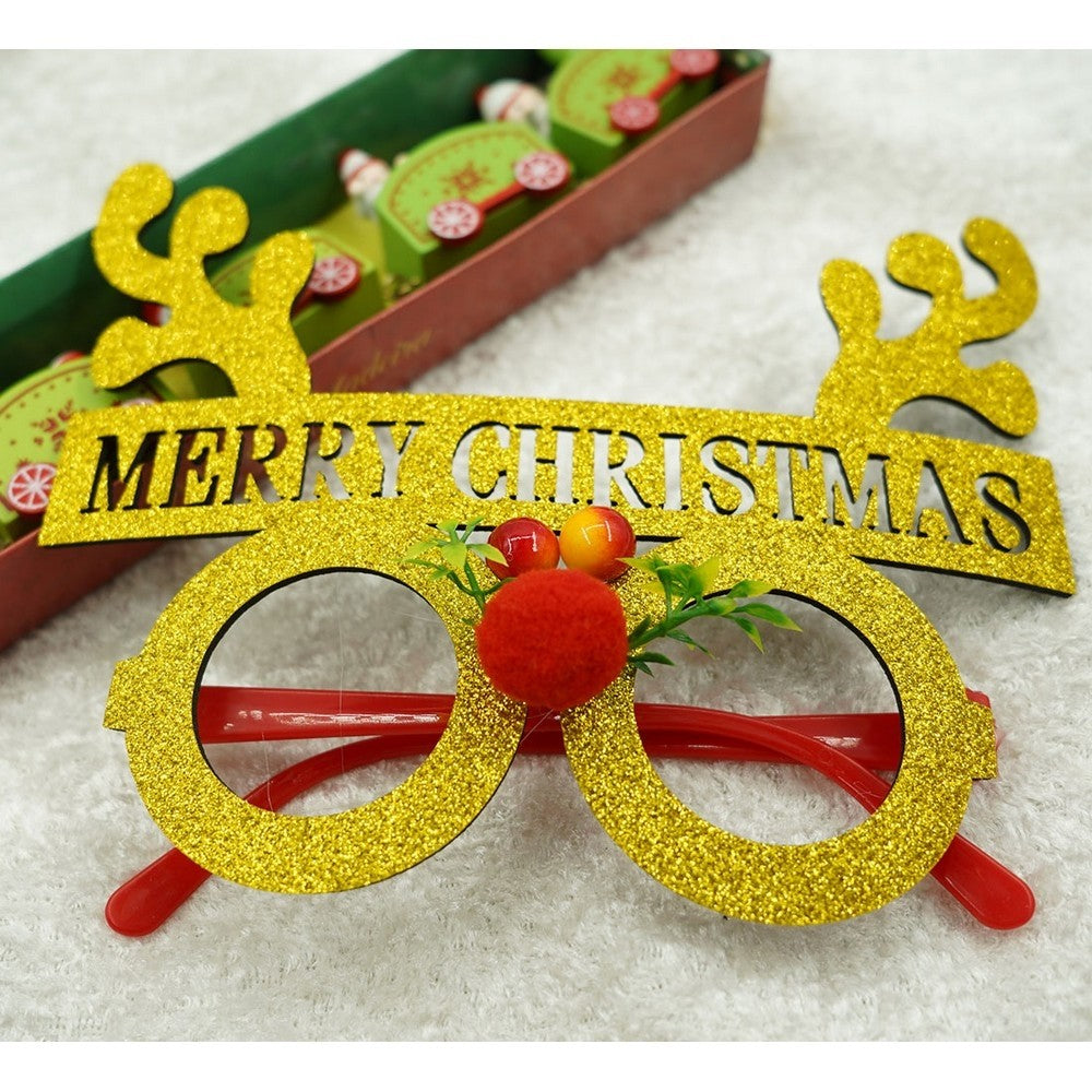 Ochelari petrecere de Craciun, rotunzi, Galben, din Plastic si Poliester, Vivimall - vivimall.ro