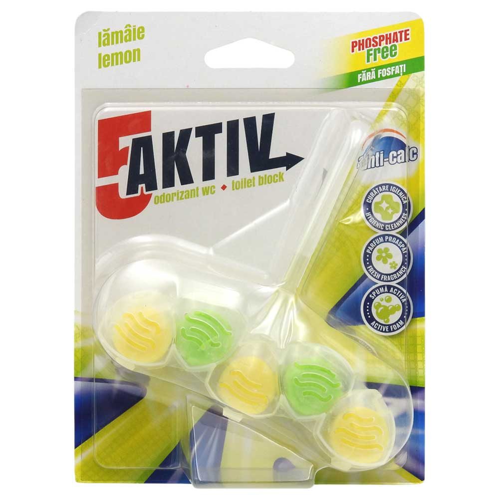 WC illatosító, 5-aktiv, Block 50 g Citrom