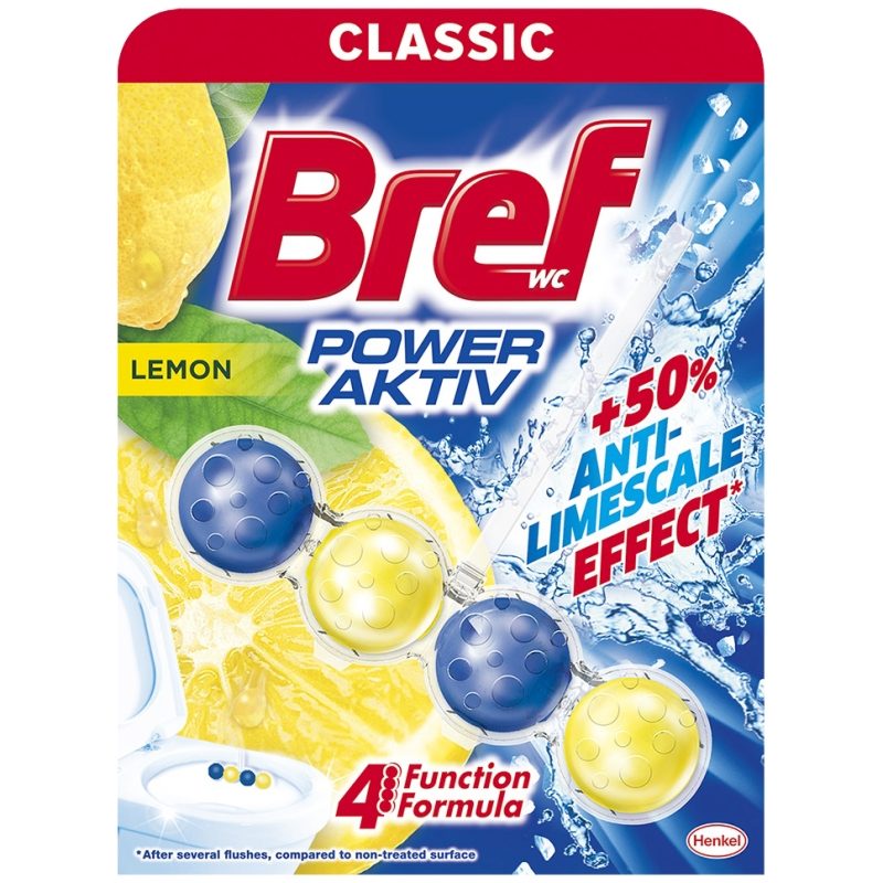 WC-frissítő, Bref, Power Aktiv golyós 50 g Lemon