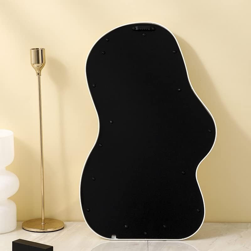 Oglinda de Perete, Vivimall, Decorativa, pentru Baie, Dormitor, Sufragerie, Model Minimalist, Forma Asimetrica, 40.3x26 cm, Roz - vivimall.ro