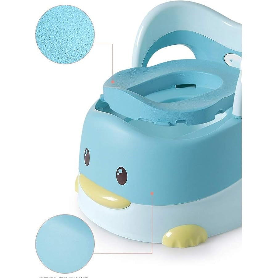 Olita pentru Copii, Vivimall, +6 luni, Detasabila, cu Capac, Antiderapanta, din Plastic, Colac Moale, Model Ratusca, 38x32x30 cm, Albastru - vivimall.ro