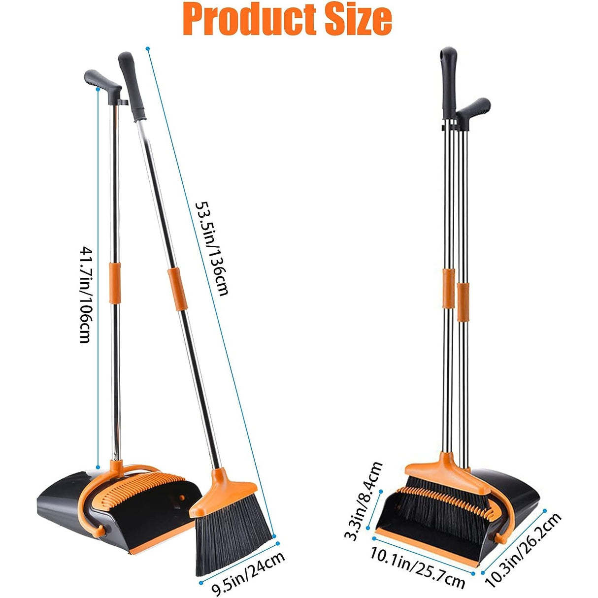 Set matura si faras cu coada, Vivimall, Pentru uz casnic, Plastic/Otel, Portocaliu/Negru, Depozitare verticala, 26x25.5x83 cm - vivimall.ro