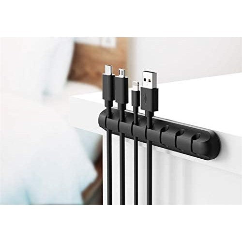 Organizator Cabluri, Vivimall, Cable Clips, Fixare Dublu Adeziv, Silicon, 7 Sloturi, Negru - vivimall.ro
