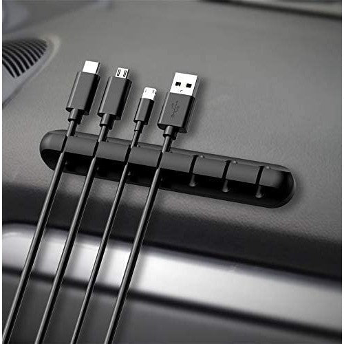 Organizator Cabluri, Vivimall, Cable Clips, Fixare Dublu Adeziv, Silicon, 7 Sloturi, Negru - vivimall.ro