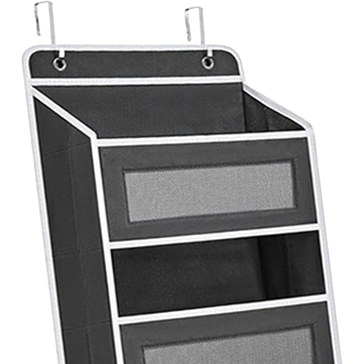 Organizator Suspendat pentru Usi, Vivimall, din Nailon si Plasa, Baza de Carton Ingrosat, 5 Buzunare Principale + 5 Buzunare Laterale, 146 x 40 x 17 cm, 2 Carlige Incluse, Negru - vivimall.ro