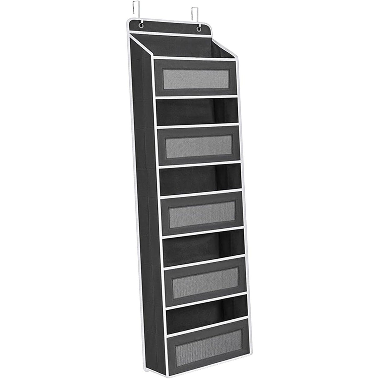 Organizator Suspendat pentru Usi, Vivimall, din Nailon si Plasa, Baza de Carton Ingrosat, 5 Buzunare Principale + 5 Buzunare Laterale, 146 x 40 x 17 cm, 2 Carlige Incluse, Negru - vivimall.ro